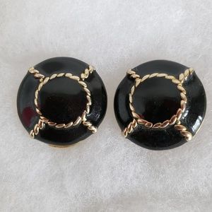 1” Vintage Black & Gold Braided Clip-Ons